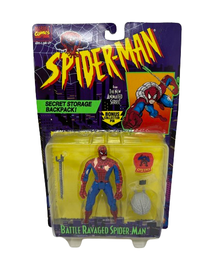 1995 Animated Spiderman Battle Ravaged Spiderman
